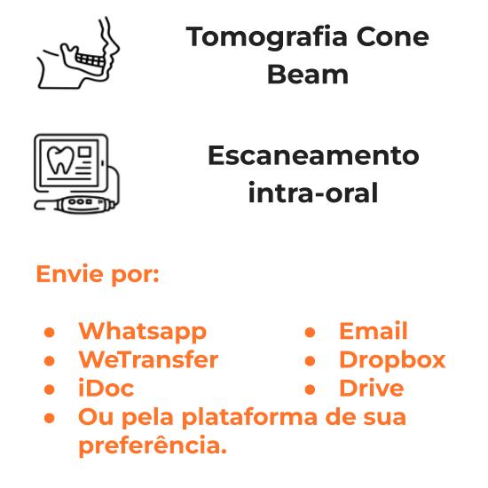 Envio de tomografia DICOM e escaneamento intraoral do paciente